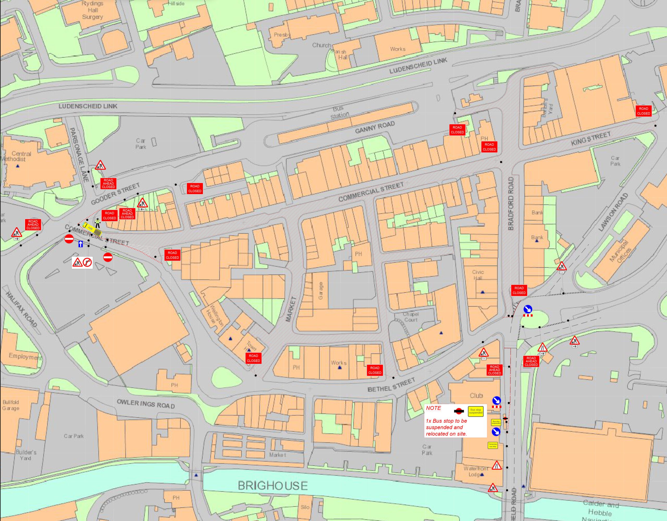 Springhare Map Spring Market - Town Centre Road Closures - Visit Brighouse